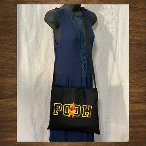 Pooh Cotton Canvas Crossbody Messenger Tote Bag with Long Strap